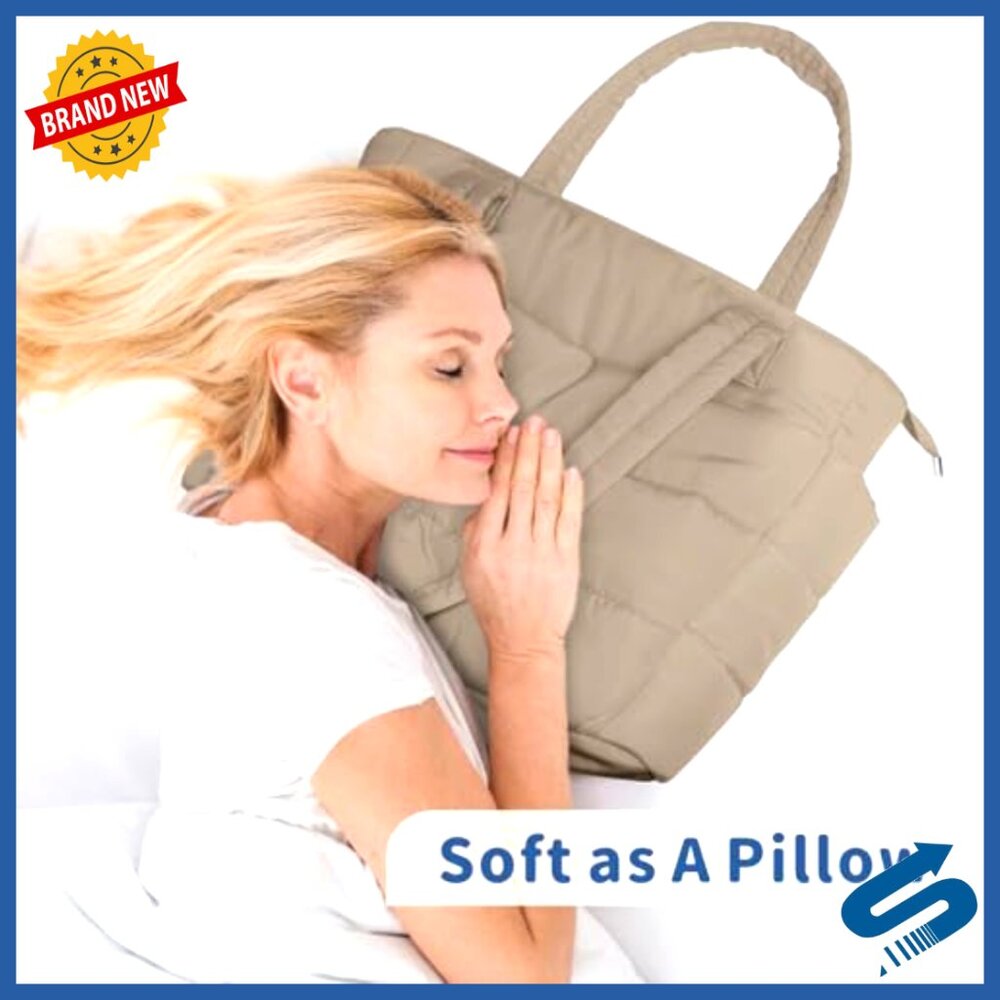 Lightweight Puffer Tote Bag with 9 Pockets, Laptop Sleeve, 30L Capacity - Picture 2 of 7